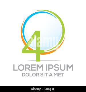 Logo Four Vector Number Stock Vector