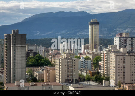 Skyscrapers Condos And Hotels  In The Downtown Core Of Vancouver Canada Looking To West Vancouver In The Background Stock Photo