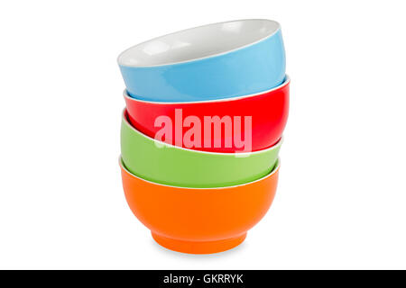 Colorful bowls isolated on white background Stock Photo