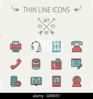 Technology thin line icon set Stock Vector