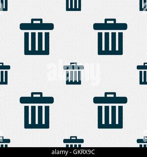 Recycle bin icon sign. Seamless pattern with geometric texture. Vector Stock Vector
