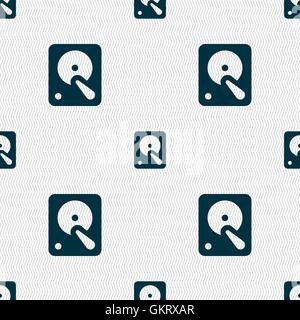 hard disk icon sign. Seamless pattern with geometric texture. Vector Stock Vector