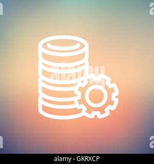 Server with gear thin line icon Stock Vector
