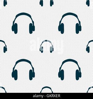 headsets icon sign. Seamless pattern with geometric texture. Vector Stock Vector
