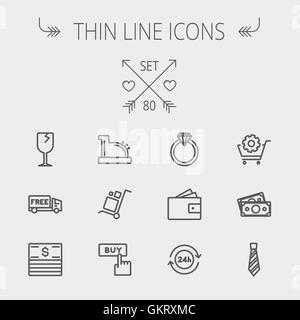 Business shopping thin line icon set Stock Vector