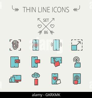 Technology thin line icon set Stock Vector