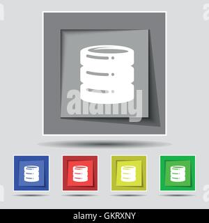 hard disk icon sign on original five colored buttons. Vector Stock Vector