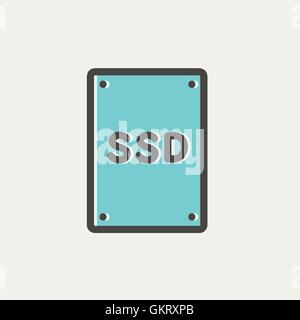 SSD Solid state drive thin line icon Stock Vector