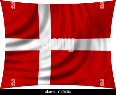 Flag of Denmark waving in wind isolated on white background. Danish national flag. Patriotic symbolic design. 3d rendered Stock Photo