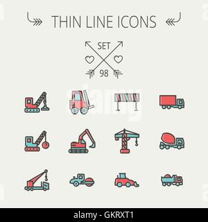 Construction thin line icon set Stock Vector