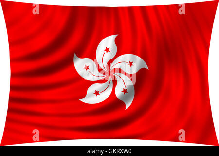 Flag of Hong Kong waving in wind isolated on white background. The Hong Kong is special administrative region of the PRC Stock Photo