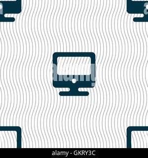 monitor icon sign. Seamless pattern with geometric texture. Vector Stock Vector