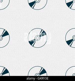 Cd, DVD, compact disk, blue ray icon sign. Seamless pattern with geometric texture. Vector Stock Vector