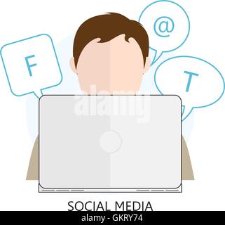 Flat Concept of Social Media - Vector Illustration Stock Vector