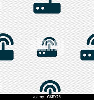 Wi fi router icon sign. Seamless pattern with geometric texture. Vector Stock Vector