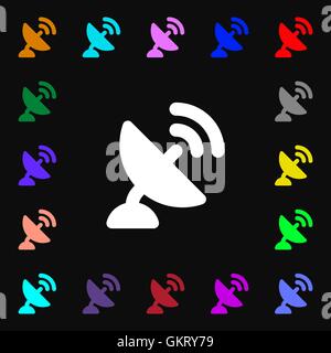 satellite antenna icon sign. Lots of colorful symbols for your design. Vector Stock Vector