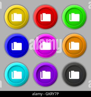 Document folder icon sign. symbol on nine round colourful buttons. Vector Stock Vector