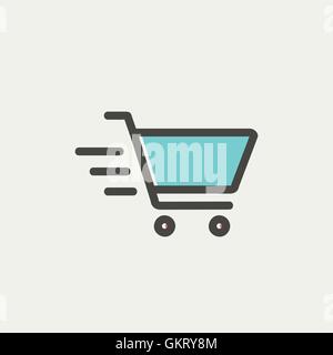 Fast delivery shopping cart thin line icon Stock Vector