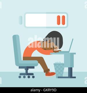 Employee fall asleep at his desk. Stock Vector