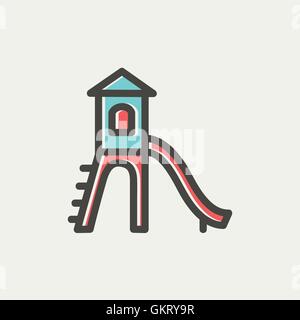 Playhouse with slide thin line icon Stock Vector