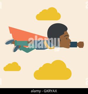 Superhero black businessman. Stock Vector