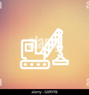 Lifting crane trailer thin line icon Stock Vector