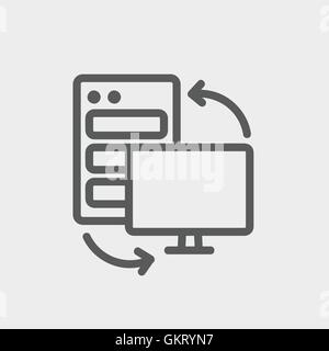 Personal computer set. CPU Central processing unit thin line icon Stock Vector