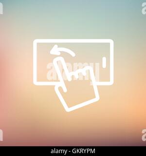 Hand browsing in cellphone thin line icon Stock Vector