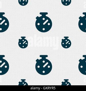 Timer, stopwatch icon sign. Seamless pattern with geometric texture. Vector Stock Vector