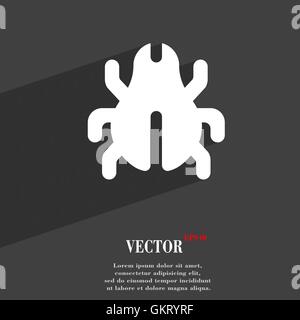 Software Bug, Virus, Disinfection, beetle icon symbol Flat modern web design with long shadow and space for your text. Vector Stock Vector