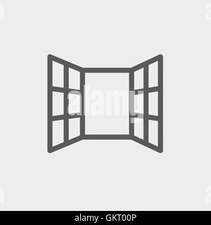 Open windows thin line icon Stock Vector