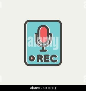 Recording station sign thin line icon Stock Vector