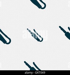 plug, mini jack icon sign. Seamless pattern with geometric texture. Vector Stock Vector