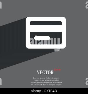 credit card icon symbol Flat modern web design with long shadow and space for your text. Vector Stock Vector
