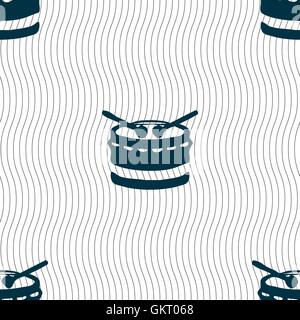 drum icon sign. Seamless pattern with geometric texture. Vector Stock Vector