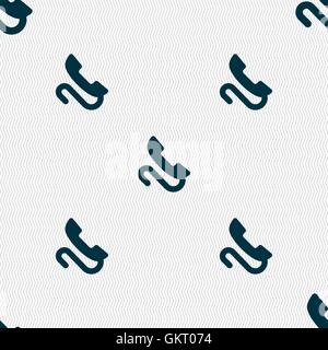 retro telephone handset  icon sign. Seamless pattern with geometric texture. Vector Stock Vector