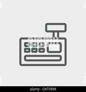 Cash Register machine thin line icon Stock Vector