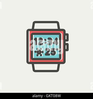 Trendy smart watch thin line icon Stock Vector