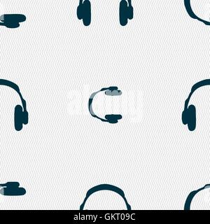 headsets icon sign. Seamless pattern with geometric texture. Vector Stock Vector