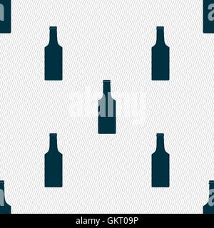 bottle icon sign. Seamless pattern with geometric texture. Vector Stock Vector