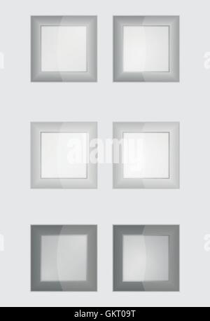 six gray square badges or buttons Stock Vector
