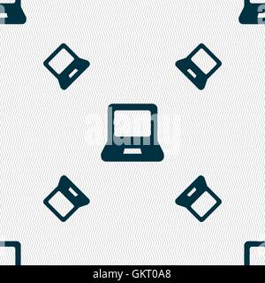 Laptop icon sign. Seamless pattern with geometric texture. Vector Stock Vector