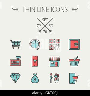 Business shopping thin line icon set Stock Vector