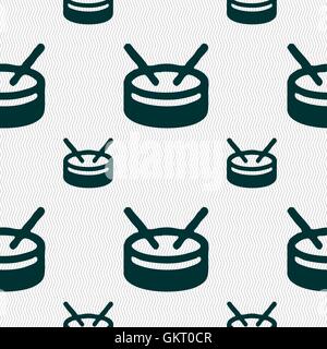 drum icon sign. Seamless pattern with geometric texture. Vector Stock Vector