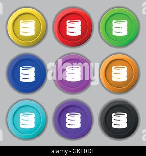 hard disk icon sign. symbol on nine round colourful buttons. Vector Stock Vector