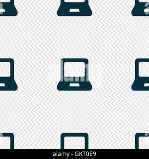 Laptop icon sign. Seamless pattern with geometric texture. Vector Stock Vector