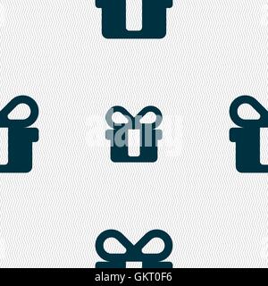gift icon sign. Seamless pattern with geometric texture. Vector Stock Vector