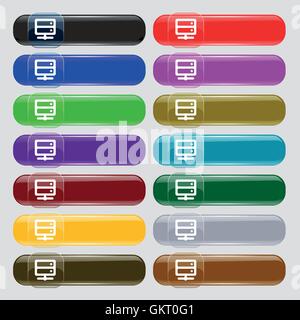 Server icon sign. Big set of 16 colorful modern buttons for your design. Vector Stock Vector