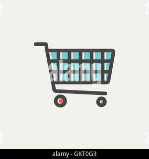 Shopping cart thin line icon Stock Vector