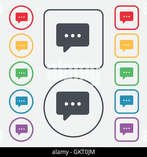 Cloud of thoughts icon sign. symbol on the Round and square buttons with frame. Vector Stock Vector